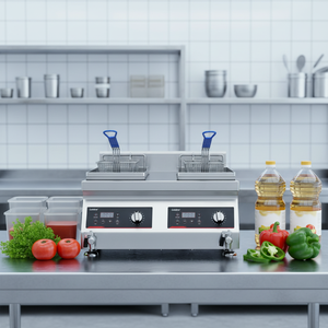 Friteuse à induction électrique double cuve pour comptoir, 3500W, avec double brûleur et contrôle précis de la température de l'huile, idéale pour les camions de restauration et la friture de poulet. - Product Image 2
