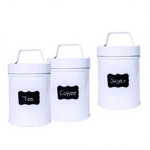 กระป๋องสีขาวชุบสังกะสีชากาแฟน้ำตาลกล่องเก็บพร้อมฝาปิดกระป๋องโลหะสำหรับชาน้ำตาล - Product Image 1