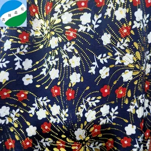 2023 new knitted fdy foil stamping printed 4-way stretch 100% polyester stock lot fabric for dress