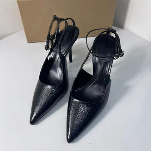 Nouvelle Sandale Tendance d'Été à Talon Fin et Motif Python Noir, Bout Pointu, Sexy, pour l'Extérieur, Idéale pour la Saison Hivernale - Product Image 2