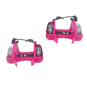 1 Pair Kids Children Outdoor Adjustable LED Flashing Wheel Heel Skate Rollers