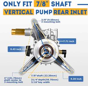 <span class=keywords><strong>Pompe</strong></span> à pression verticale TOOLCY 7/8" pour nettoyeur haute pression, entrée/sortie arrière, max. 3400 PSI, 2,4 GPM, remplacement pour nettoyeur à essence - Product Image 4