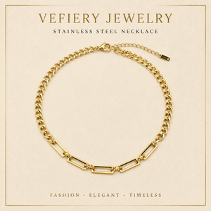 Collier en or massif à maillons mixtes personnalisés, chaîne asymétrique en acier titane, fabricant pour la mode urbaine - Product Image 1