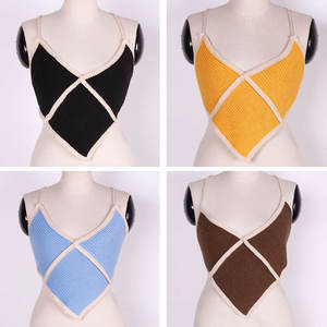 Top d'été en tricot Nouvelle mode Couleur contrastée Tops sans manches Sexy Backless Hollow Out Irregular Women Tank Top - Product Image 3