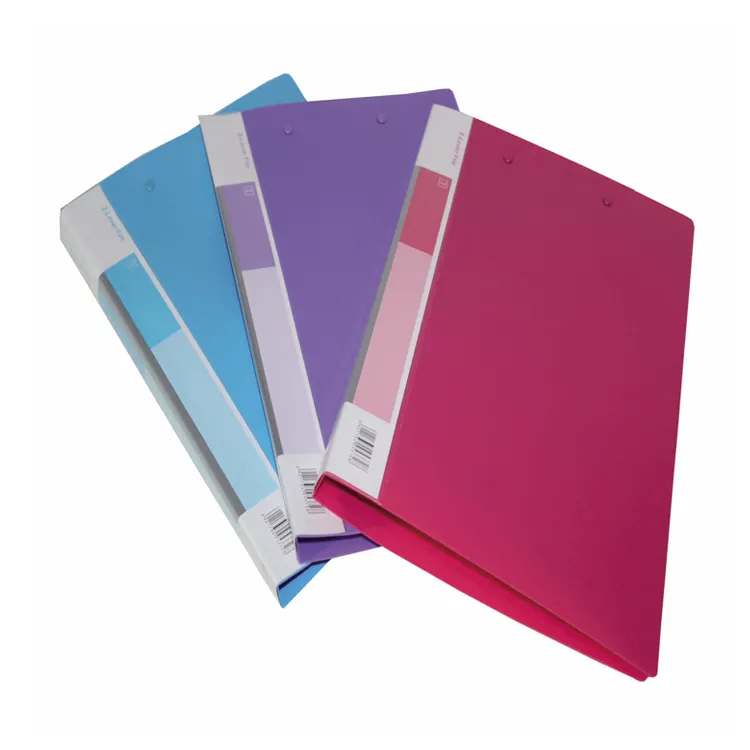Tambah Gambar Lebih Besar untuk Membandingkan Bagikan Folder File Halus Tahan Air Multi Warna Plastik PP A4 Klip Folder File Lipat File 2 Tuas