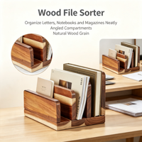 Organizador de Correo de Madera Desmontable con Múltiples Ranuras, Soporte para Documentos de Escritorio para Tareas de Archivo en Oficinas, Suministros para Mesa de Estudio en el Hogar