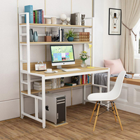 Bureau d'ordinateur double convertible et pivotant, design moderne et simple, avec étagère, en bois, économique