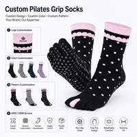 Chaussettes Pilates à cinq orteils, mi-mollet, mi-cuisse, en tricot, Spandex, Coton, Bambou, séchage rapide, respirantes, antibactériennes, antidérapantes