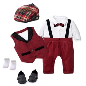 Abiti primaverili per bambini in cotone per bambini set regalo berretto + gilet + pagliaccetto per compleanno per bambino - Product Image 2