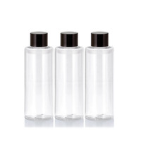 Bouteille cylindrique en plastique PET transparente de 120ml 4oz avec bouchon pour lotion liquide huile essentielle sérum emballage cosmétique en gros