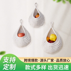 Popular Creative Hemp Rope Wall-Mounted Fruit <b>Net</b>, Hand-Woven Fruit and Vegetable Storage Bag, <b>Kitchen</b> Decoration <b>Net</b> Bag - Product Image 2