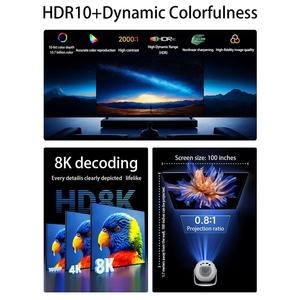 โปรเจคเตอร์พกพาขนาดเล็กพร้อม WiFi 6 ระบบ Android รองรับความละเอียด 1080P และ 8K พร้อมแอปพลิเคชันในตัว ความสว่าง 450 ANSI ลูเมนส์ สำหรับใช้งานกลางแจ้ง/ในบ้าน โปรเจคเตอร์ไร้สาย - Product Image 3