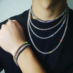 Di lusso di alta qualità Hiphop da uomo in acciaio inox Non appannamento impermeabile oro verniciato Cubic zircone Cz collana Tennis gioiello - Product Image 2