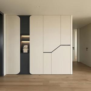 Mueble zapatero oculto <span class=keywords><strong>de</strong></span> pared personalizado, puerta sin tiradores invisible, almacenamiento compacto integrado <span class=keywords><strong>para</strong></span> pasillo estrecho <span class=keywords><strong>de</strong></span> condominio - Product Image 1