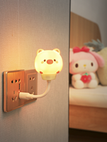 Mini luz nocturna con control de voz, enchufe directo USB, mini dibujos animados, lindo oso, conejo, 0,2 W, decoración de habitación de bebé para niños, luz de noche led