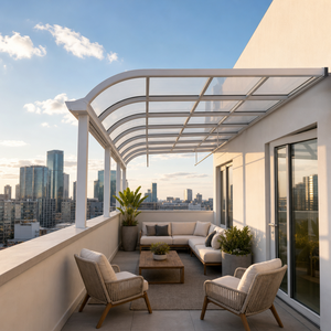 Toldo para Balcón de Apartamento, Techo de Aluminio y Policarbonato, Impermeable, Montado en la Pared, Cubierta para Terraza, para Espacios Exteriores y Comedores - Product Image 2