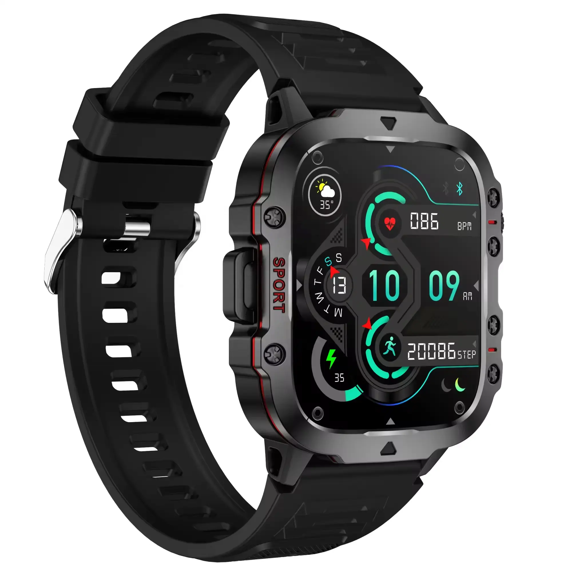 Vendita calda orologi sportivi per gli uomini Smartwatch QX11 pressione sanguigna monitoraggio del sonno Fitness Tracker 1.96 pollici impermeabile Smart Watch