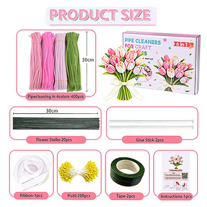 Kit de Ramo de Flores de Chenilla Roja para Manualidades, Tallos de Chenilla para Hacer Rosas, Suministros para el Día de San Valentín - Product Image 4