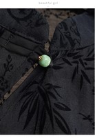 Cheongsam de estilo chino Top Retro camisa fina nuevo estilo chino Cheongsam Top negro Jacquard corto moda ropa de mujer