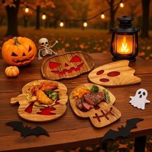 Plateaux en bois en forme de citrouille pour Halloween, en bambou, décoration intérieure et extérieure pour fête d'Halloween - Product Image 3