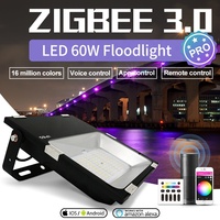 GLEDOPTO GL-FL-008P ZigBee 3.0 200W Double Blanc et Couleur RGB CCT Contrôle par Application AC100-240V Projecteur LED Extérieur