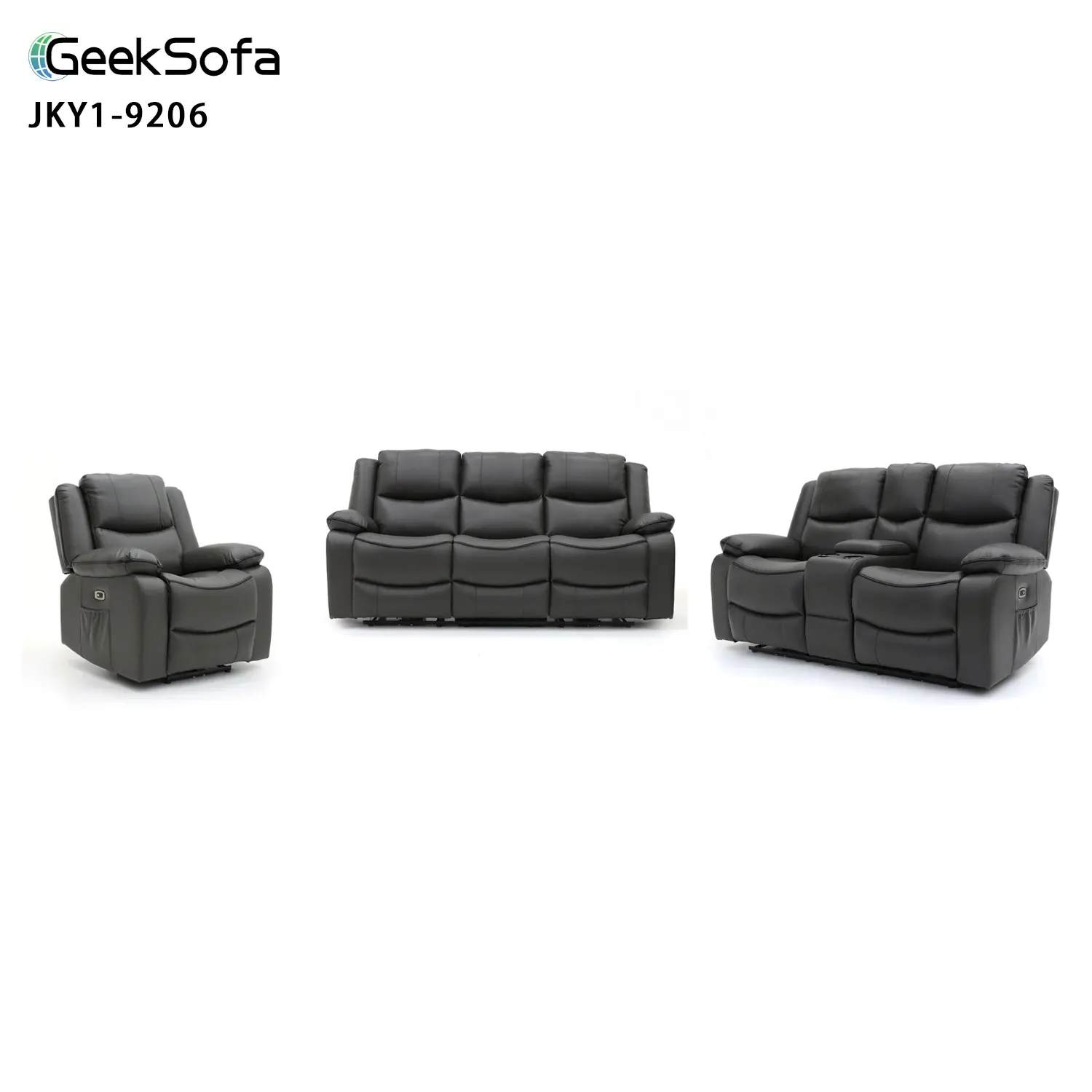 Geeksofa 3 + 2 + 1 moderne Air Leather Power Electric Motion Recliner Sofa Set avec console et massage pour meubles de salon