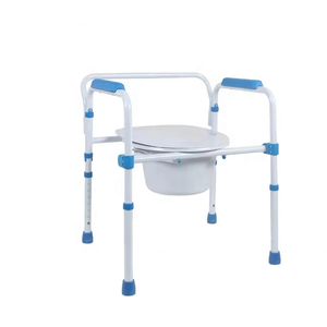 Msmt nhôm Y Tế Màu Xám Gấp Thép cạnh giường ngủ <span class=keywords><strong>commode</strong></span> ghế nhà vệ sinh di động 350 pound trọng lượng công suất với 7.5 QT. Xô - Product Image 2