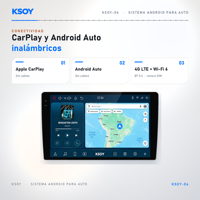 Autoradio Android 16 avec écran QLED 10 pouces et options d'écran Android 9 pouces