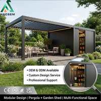 ANCSEM Modulare Aluminium-Pergola Gartenschuppen-Kombination Bioklimatisches Lamellendach Pavillon Maßgeschneiderte Outdoor-Lösung