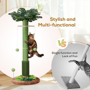 Poste Rascador para Gatos Starmon, Postes Rascadores de Sisal para Gatos de Interior, Cepillo de Autolimpieza, Tapete Olfativo y Pelota de Madera Interactiva - Product Image 5