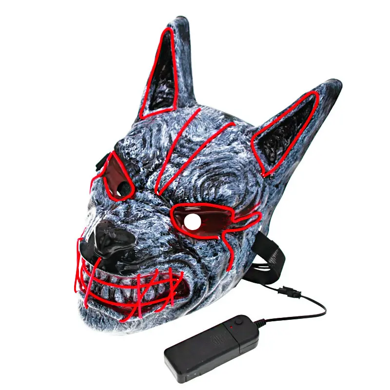 Neue EL Light Männer und Frauen Party Wolf Kopf Ghost Face Clown Horror Maske Led Gesichts maske Halloween