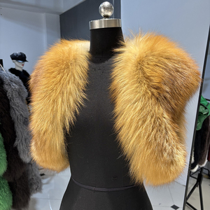 Veste sans manches en fourrure de <span class=keywords><strong>renard</strong></span> véritable, cape ouverte sur le devant pour femme, châle d'hiver en fourrure, veste en fourrure - Product Image 2