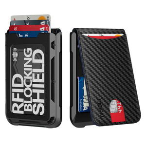 Nuovo <span class=keywords><strong>Portafoglio</strong></span> Sottile <span class=keywords><strong>Nero</strong></span> in Stile Retrò con Logo, Porta Carte di Credito Trendy Stile Business, Porta Carte Magnetico - Product Image 2