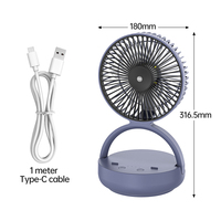 Ventilateur de table pliable automatique DP à rotation rapide, rechargeable, mini ventilateur électrique avec lumière LED