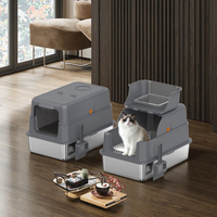 Bellyy OEM Grande litière pliable et portable pour chat avec couvercle, pelle, acier inoxydable et plastique, facile à nettoyer pour chats et accessoires
