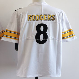 Vente en gros de maillots de football pour hommes cousus avec les noms de T.J. Watt, Troy Polamalu, Patrick Queen, Jalen Ramsey, DK Metcalf, Aaron Rodgers, tailles S-3XL - Product Image 3