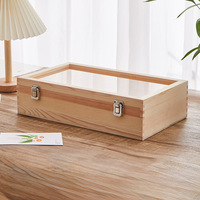 Boîte à thé en pin rectangulaire en bois sculptée à la main, taille personnalisée, couvercle transparent en acrylique, emballage cadeau