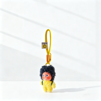 Porte-clés pendentif de sac et sac à dos en peluche, personnage Kawaii mignon aux cheveux bouclés, doux et résistant, avec cordon tressé et mousqueton