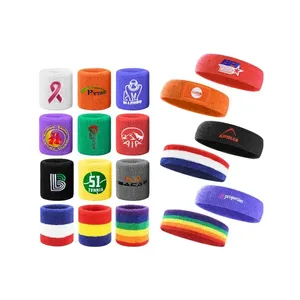 <strong>Custom</strong> Logo Breathable Hand Towel Tennis Sweat Band Wrist Sweatband Set Sports Terry Cloth Wristband - Product Image 2