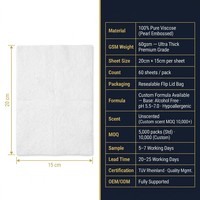 Lingettes humides nettoyantes pour chiens OEM, texture perlée épaisse 50 g/m², scellage intérieur en aluminium, durée de conservation 18 mois, paquet en vrac prêt à la vente, 80 lingettes