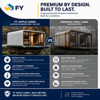 Villa de vacances haut de gamme mobile, type chalet Apple, de taille familiale, avec lit double, en verre, ignifuge et isolant thermiquement, à climatisation contrôlée
