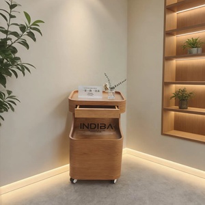 Carrito de Almacenamiento Móvil Moderno de Madera para Salón de Belleza, Peluquería, con 4 Ruedas - Product Image 4