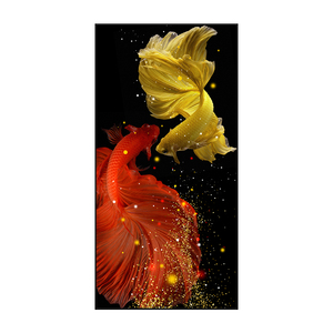 Arte de pared de animales <span class=keywords><strong>Koi</strong></span> de lujo moderno personalizado abstracto Naturaleza muerta diamante pintor casa decorada pintura de porcelana de cristal - Product Image 6