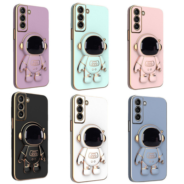 Mobile Phone Protective Cover with Kickstand Electroplated Astronaut Soft TPU Phone Case for IPhone15 Pro Max 14 13 12 11