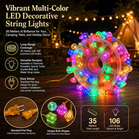 Guirlandes lumineuses LED avec fil jaune sur bobine, décoration de Noël et de camping, éclairage d'ambiance pour cour et projets d'éclairage extérieur