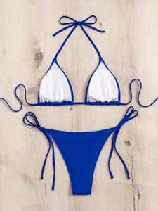 Maillot de bain de fitness triangle sexy à impression personnalisée en 3D Maillots de bain pour femmes Col en V Maillots de bain <span class=keywords><strong>Bikini</strong></span> brésilien Vêtements de plage Ensemble deux pièces - Product Image 4