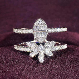 Anello da Cocktail Floreale T0622 da Donna con Zirconia Cubica Creata in Laboratorio, Montatura a Pavé a Marquise, Anelli di Fidanzamento alla Moda - Product Image 5