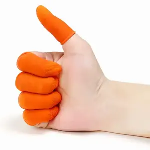 Cunas para dedos transparentes sin polvo de color naranja, guantes de seguridad de látex Natural puro para extensiones de cabello con punta en U, cuna para dedos ESD