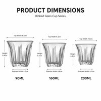 Kingze Esthétique 90ml 160ml 200ml Tasses à café latte glacé Espresso Thé Verre à boire pour cafés