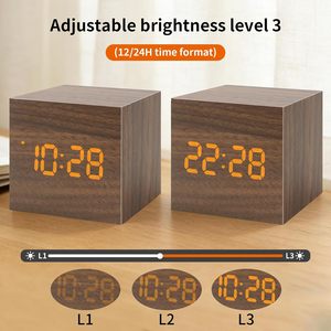 Modern Digital Kids <b>Table</b> Alarm <b>Clock</b> and Decorative Wooden square Led Wake up Retro Digital Flip Desk square Alarm <b>Clock</b> - Product Image 3